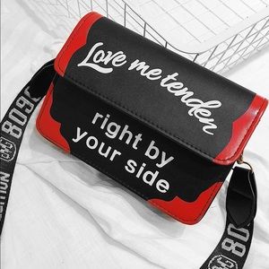 Slogan Print Flap Crossbody bag